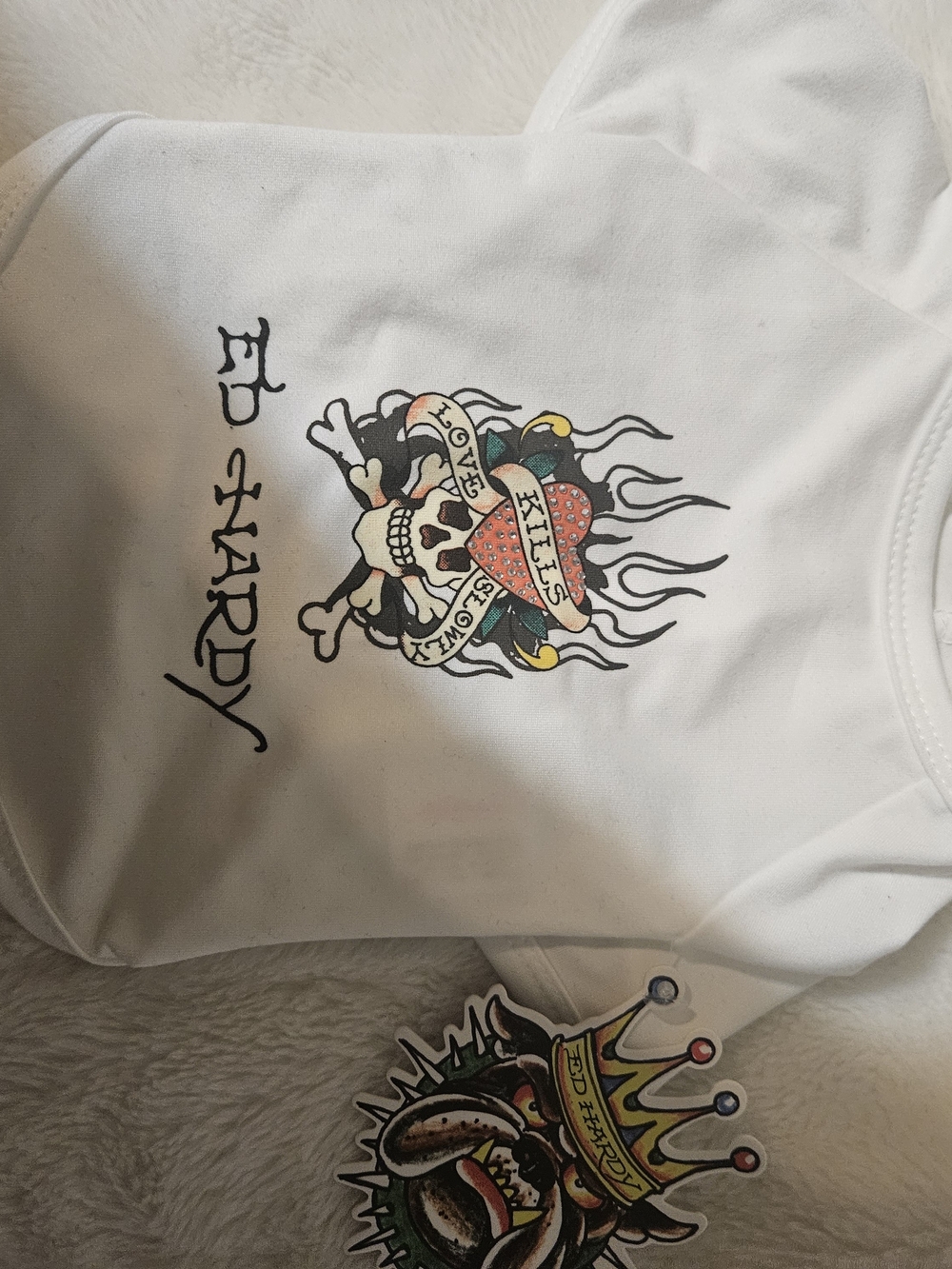 Ed Hardy Dog Shirt Skull Heart Graphic Sz Sm